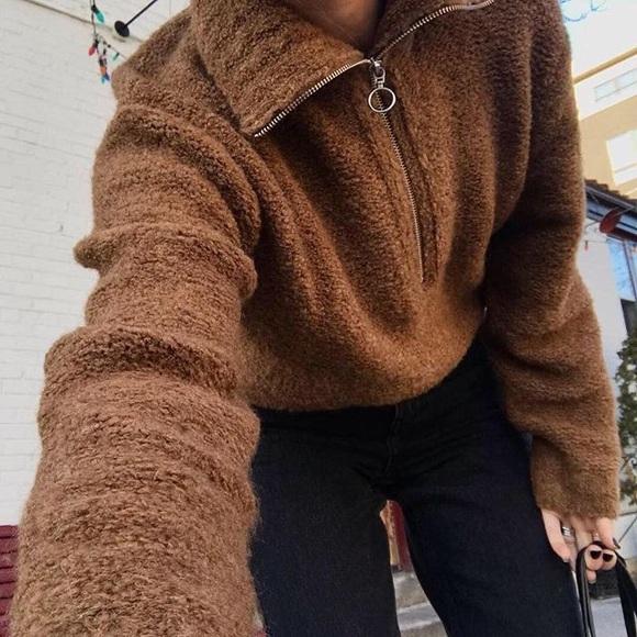 Wilfred Sweaters - Aritzia Wilfred Brown 1/4 Zip Sweater
